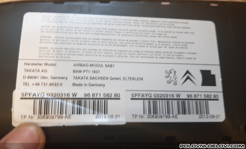 Citroen  C4 Airbag Elektrika I Paljenje
