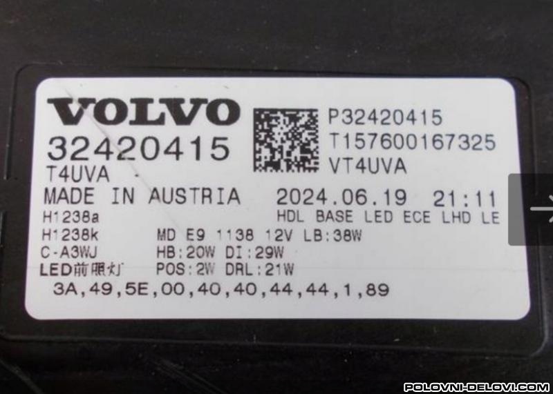 Volvo  V40 XC40 L  Svetla I Signalizacija